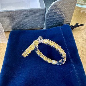 *New* Victoria Wieck Yellow Gemstone Silver Earrings Hoops